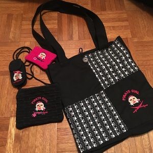 4 pc NWOT “Pirate Girl” tote & mini bags! Boho